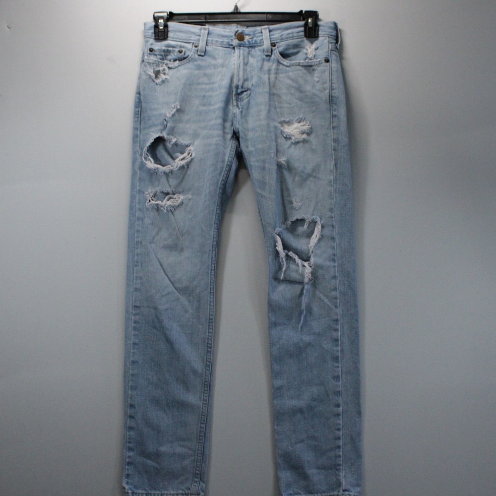 Hollister Skinny Jeans Mens 29x30 Light Wash Distressed Y2K Ripped Denim Street